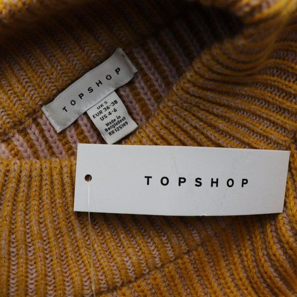 NWT Topshop Mock Neck High Low Sweater Mustard S - Picture 5 of 8